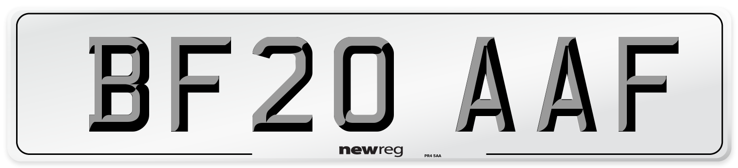 BF20 AAF Number Plate from New Reg